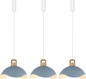 Kiven modern halo track pendant light with blue iron shade, adjustable cord. Perfect for kitchen and bedroom lighting.