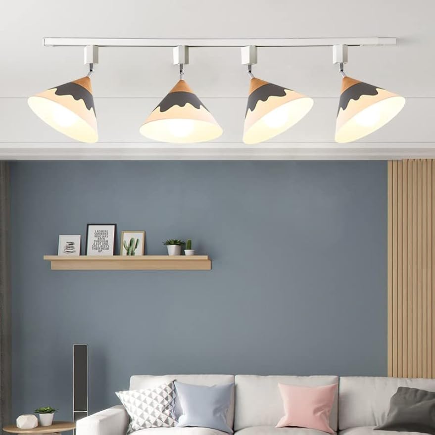 Kiven Ceiling Track Light Single Circuit H-Type Track Head Adjustable Angle E26 Base Contracted Design Grey Metal Track Lighting Fixture for Gallery Mirror Front Loft(No Bulb,No Track)