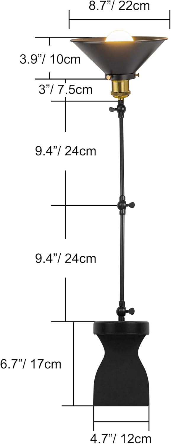 Kiven Headboard Reading Light, Dimmable LED Book Reading Lamp, Modern Nightstand Lamp with Adjustable Swing Arm, 8.2ft Cord, Remote Control for Reading Bedside Side Table Desk, Black