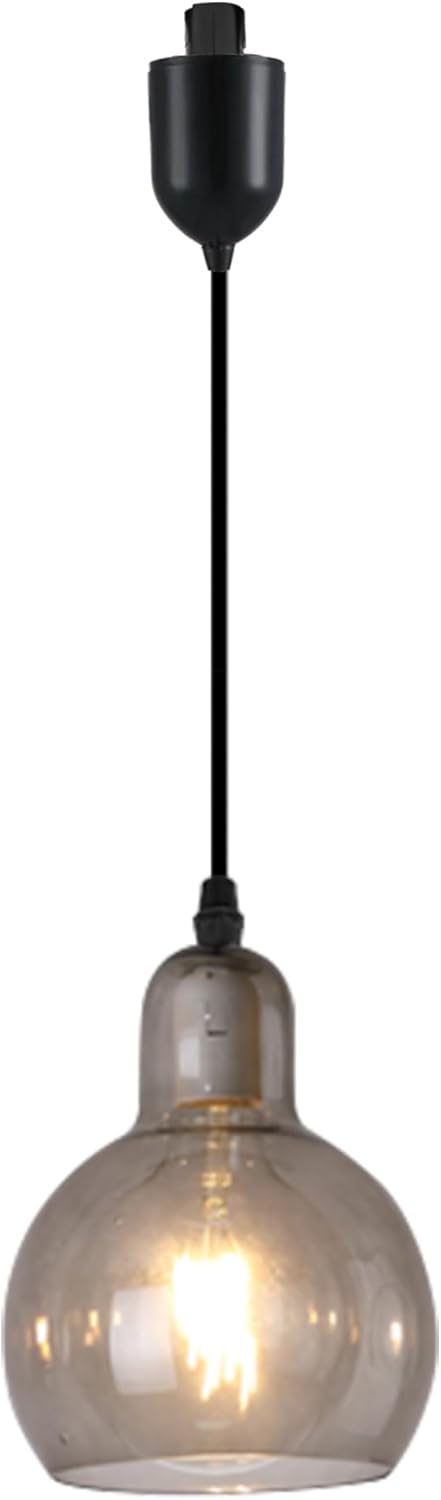 Kiven J-Type Track Lighting, 1-Light Modern Juno Track Pendant Light with Clear Glass Lampshade, J Track Light Pendant Adjustable Length for Bedroom Kitchen Shop (Bulb NOT included)