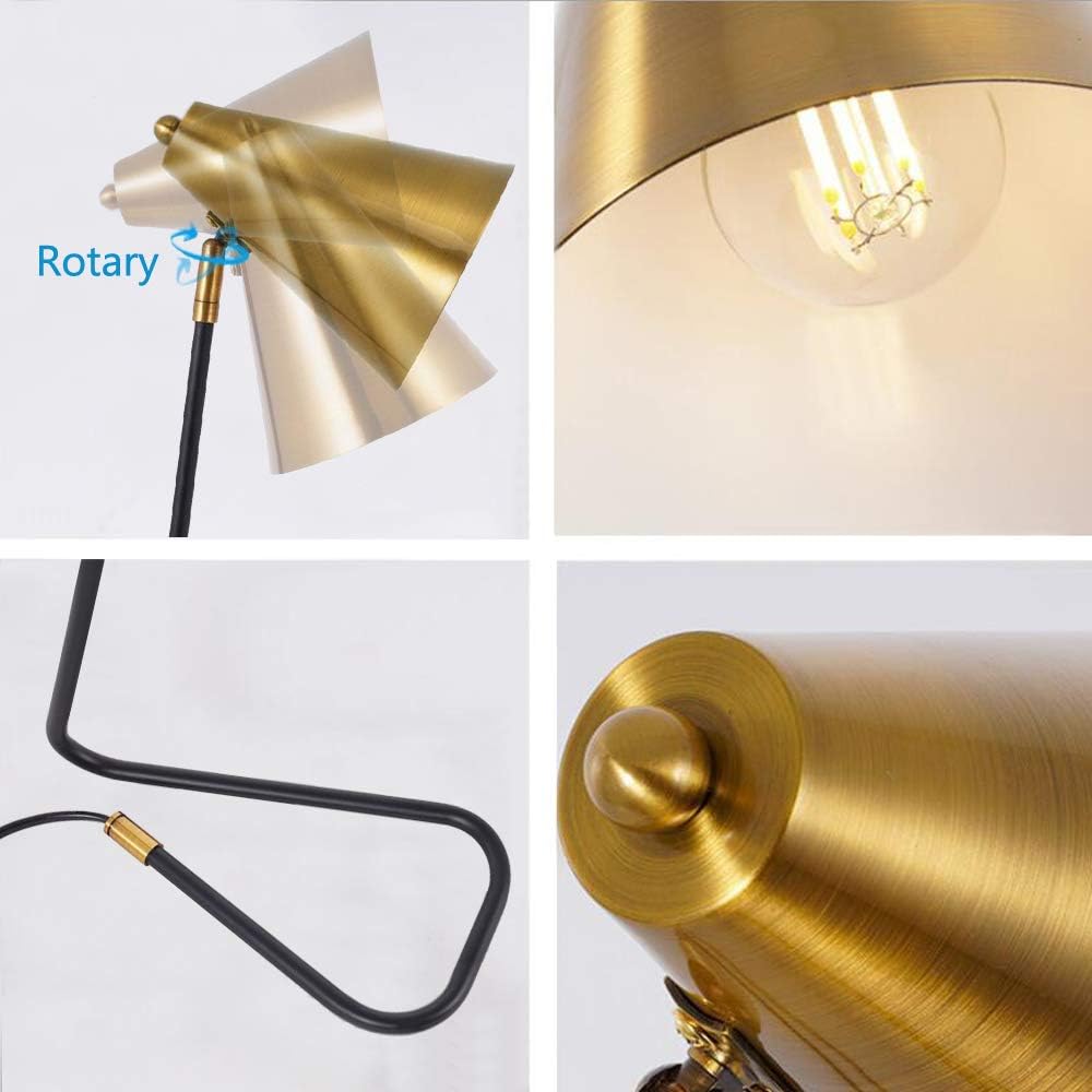 Kiven 17.3" Modern Task Lamp Desk Lamp,Matte Black & Antique Brass with 4.6-Foot Plug-in Cord
