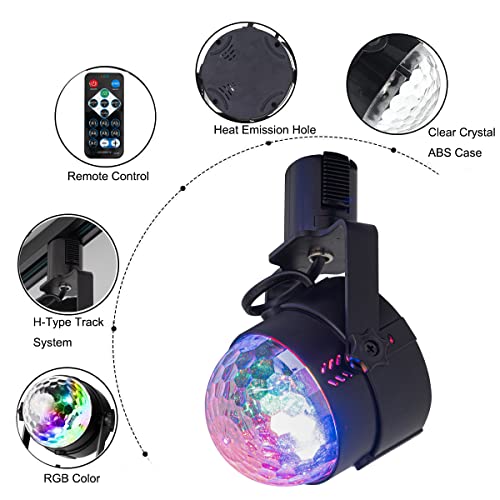 H-Type Track RGB Mirror Ball Magic Ball Stage Lighting Spotlight LED Track Light Fixtures Remote Control Music Voice Control Bar Light Multi-Colors for Club Stage Disco Party KTV(No Track)