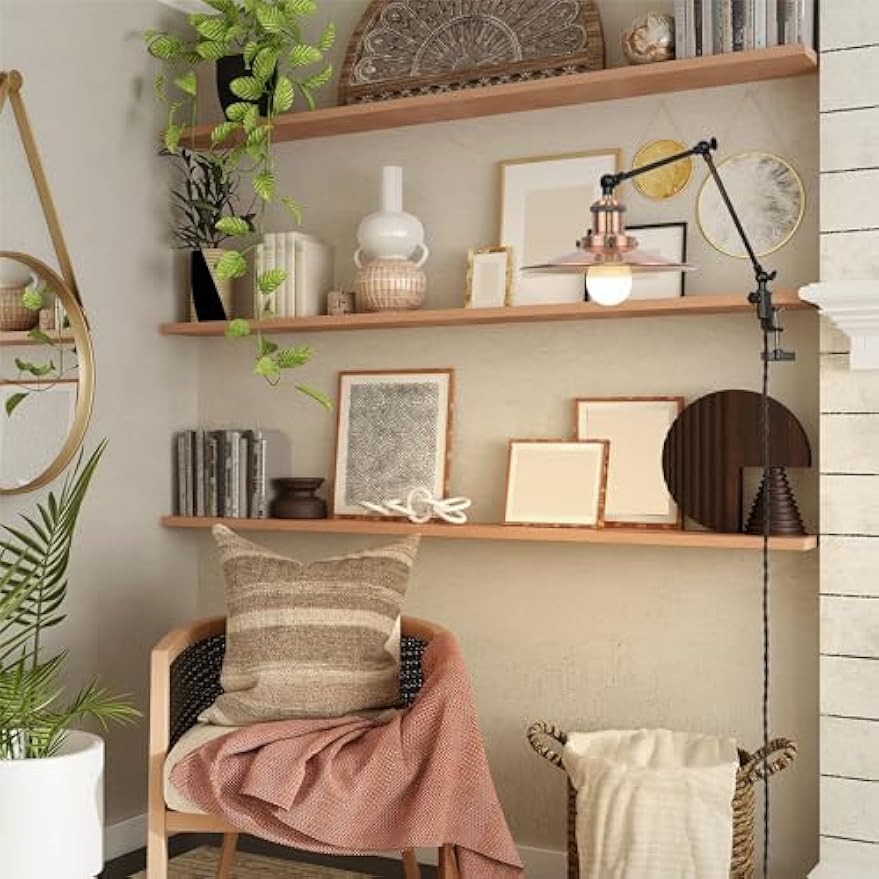 Kiven Plug-in Modern Clip-on Desk Lamp, 1-Light Nightstand Lamp with Flexible Arm, 8.2FT Plug in Cord, Decorative Clamp Lamp for Office Home Decoration Bookshelf Bedside, Copper Red Finish