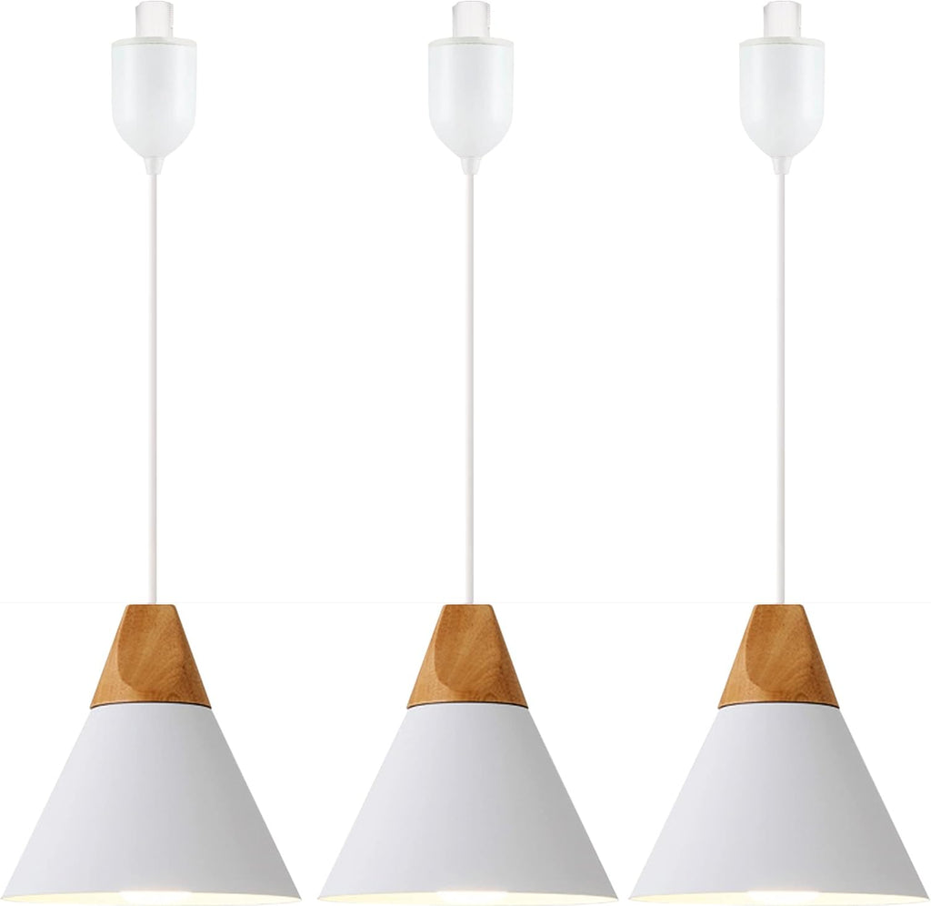 Kiven H-Type Track Lighting Light Fixture, White Modern Metal Track Pendant Light with Built-in Cable Wrapper, Adjustable Length for Bedroom Kitchen Home Lighting, 1-Light