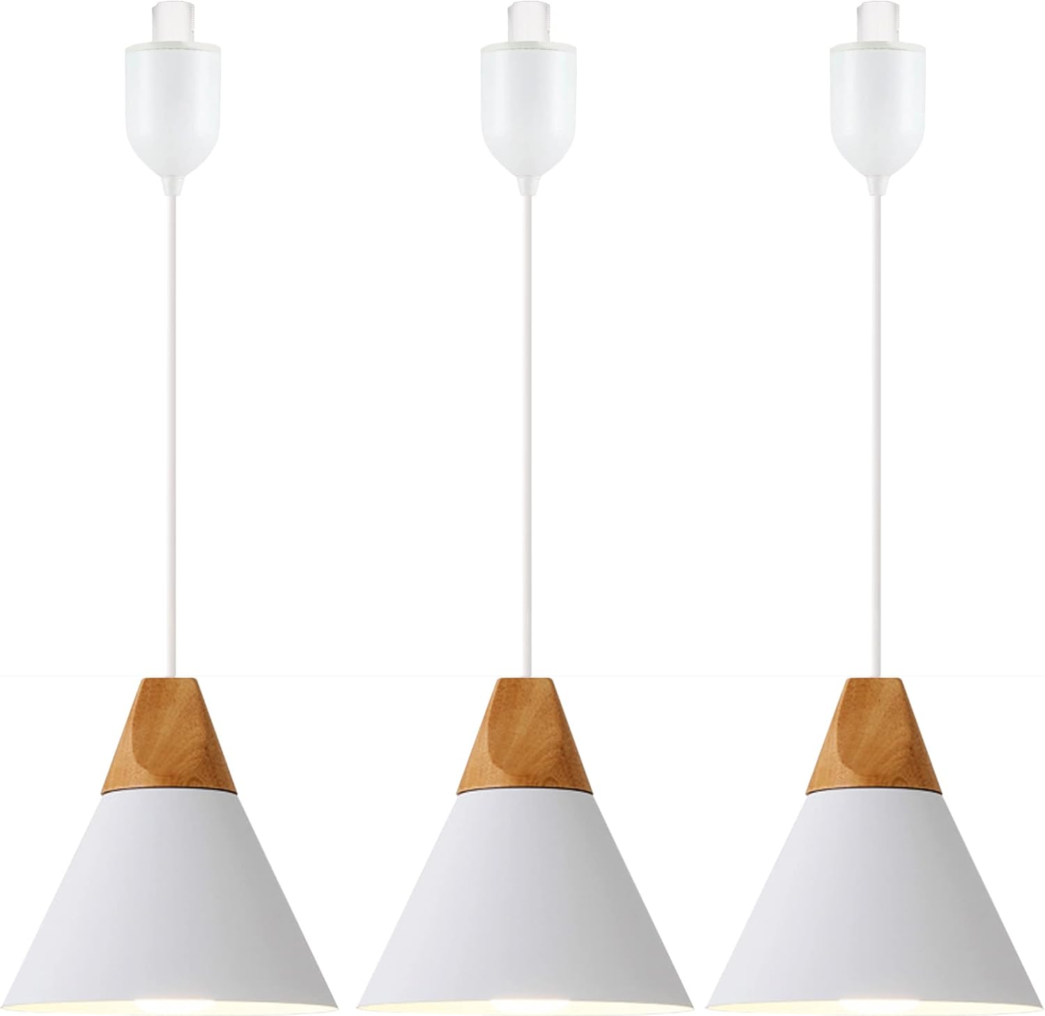 Kiven H-Type Track Lighting Light Fixture, White Modern Metal Track Pendant Light with Built-in Cable Wrapper, Adjustable Length for Bedroom Kitchen Home Lighting, 1-Light