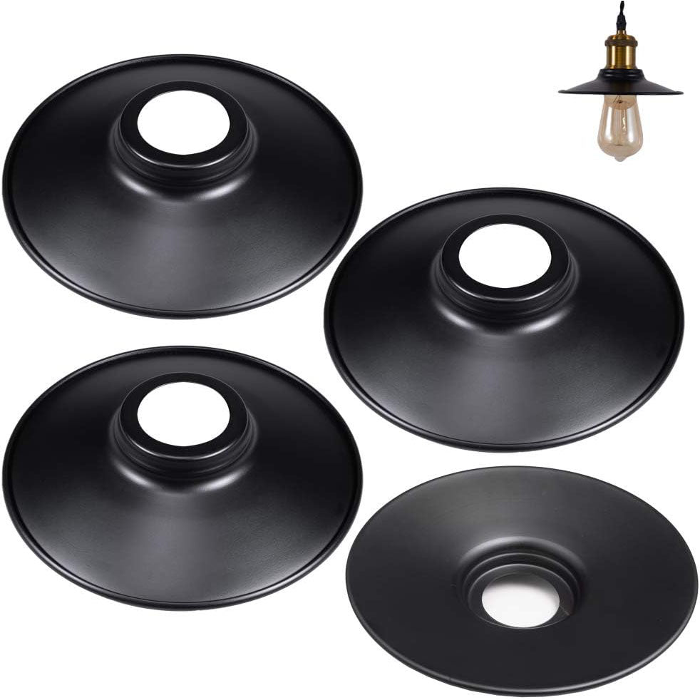 Kiven 4-Pack 6.7" Industrial Vintage Metal Bulb Guard Black Iron Cone Ceiling Holder DIY Light Shade Decorative Replacement Lamp Shade for Pendant Light Table Lamp Wall lamp Wall Sconce