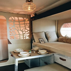 Kiven 12V Dimmable Ceiling Light, an interior lighting fixture with E26 socket and industrial iron lampshade, designed for RVs, boats and camper vans