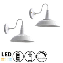 Load image into Gallery viewer, Battery Operated Wireless Wall Sconce LED Dimmable Remote White Shade