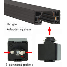 Load image into Gallery viewer, 2 - pack of black Halo Track System live end power w/ smart timer (5.9ft UL), 2 19.4&quot; black H - tracks w/ hardware, 120V, for customizable ceiling/wall track lighting