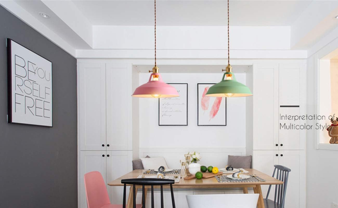 Kiven Iron Pendant Light with 15ft Plug-in UL On/Off Dimmer Switch Cord Ice Ocean Lampshade Light Twist Switch Fixtures Nordic Minimalist Loft Style for Dining Room Bulbs Not Included