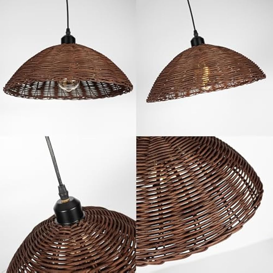 Kiven Instant Light Conversion Kit for 4/5/6inch Hole,Rattan Farmhouse Lighting Recessed Can Light Conversion Kit to Pendant with E26 Screw-in Adapter for Kitchen Island Living Hallway
