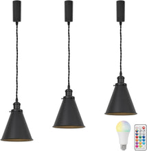 Load image into Gallery viewer, Track Lamp Black Cone Shade Remote RGB Dimmable Bulb Adjusted Cord Retro Track Lamp Warm Light