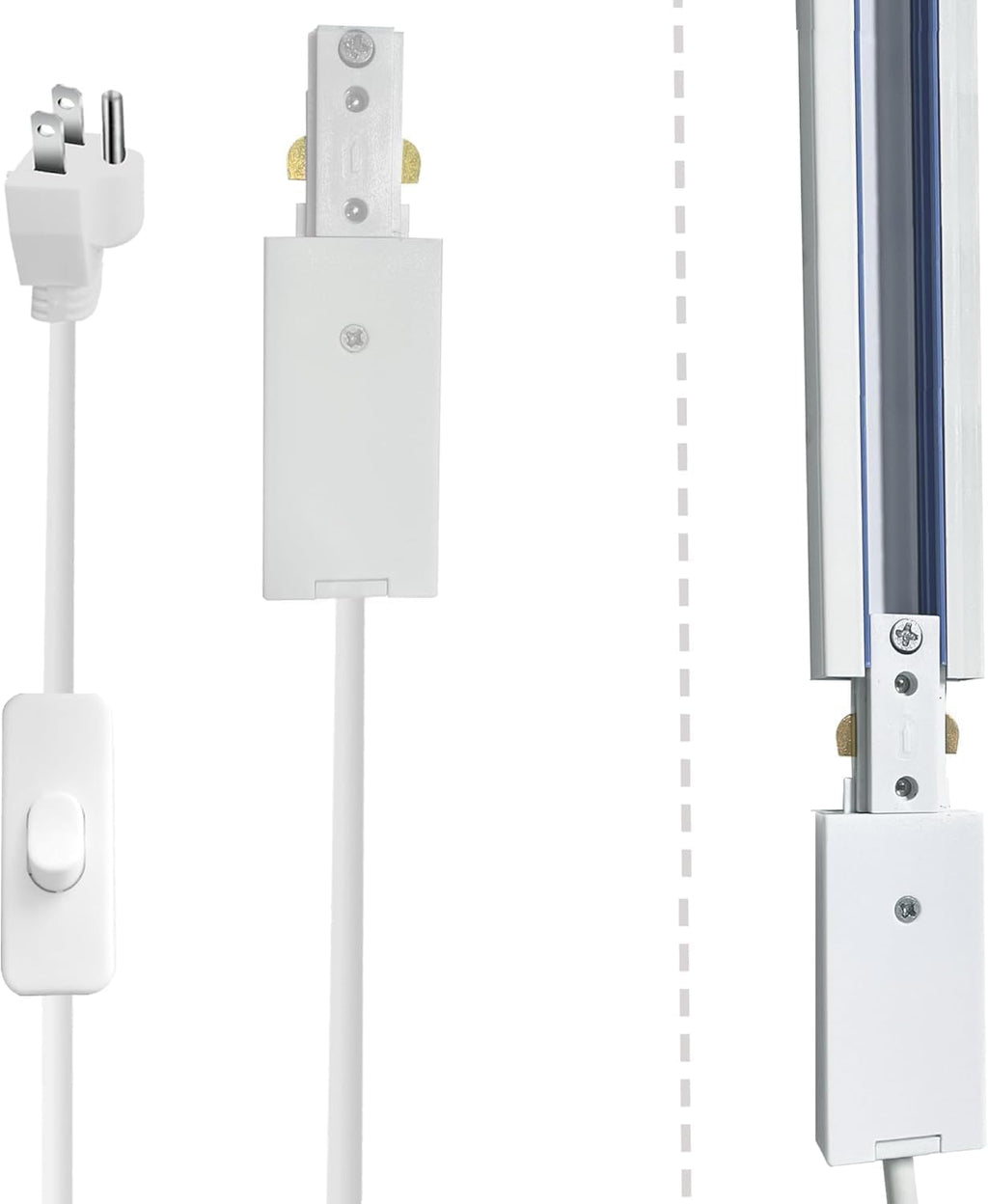 Track Lighting Live End Cord Kit, 9.84FT H Track Live End Feed Connector, Suitable for H Type Single Circuit 3-Wire-1 Track Lighting Systems