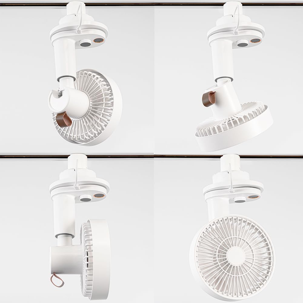 White H-type track fan, warehouse ventilation, remote control, oscillating fan, adjustable airflow.