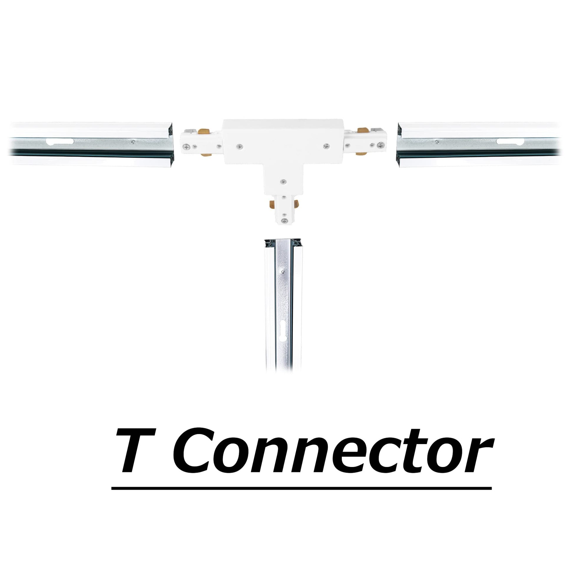 White H-type T Connector for Halo Track System, for three-way connections, PC material, connects track sections.