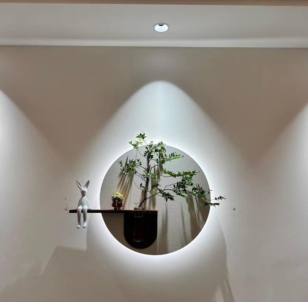 Kiven Wall-Mounted Adjustable Warm Light with 4.9ft Plug-in Cord – Modern Decorative Wall Art & Vase Set for Home Décor Restaurant (Excludes Plants & Rabbit Figurines)