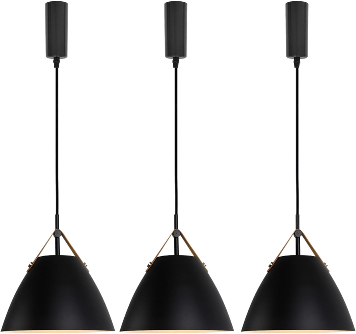 Kiven J-Type Track Lighting Fixture, Modern Juno Track Pendant Light with Built-in Cable Wrapper and Black Iron Lampshade, Adjustable Length for Bedroom Kitchen Home Lighting, 1-Light