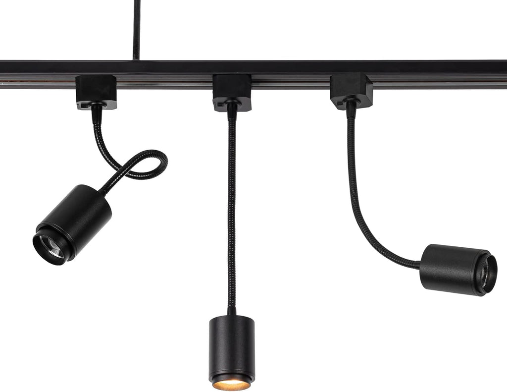 H-Type Track System Kit with Industrial Style Pendant Lights, Adjustable Wiring, and Accessories