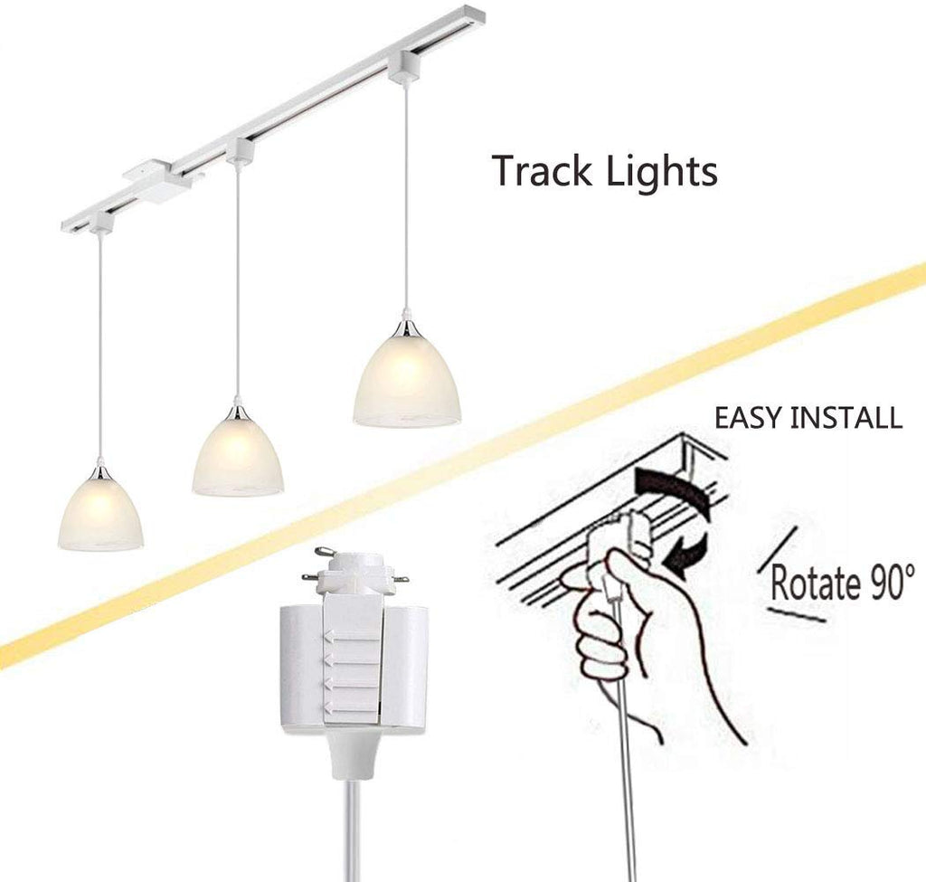 Track Pendant Lighting with Frosted White Finish Glass Shade