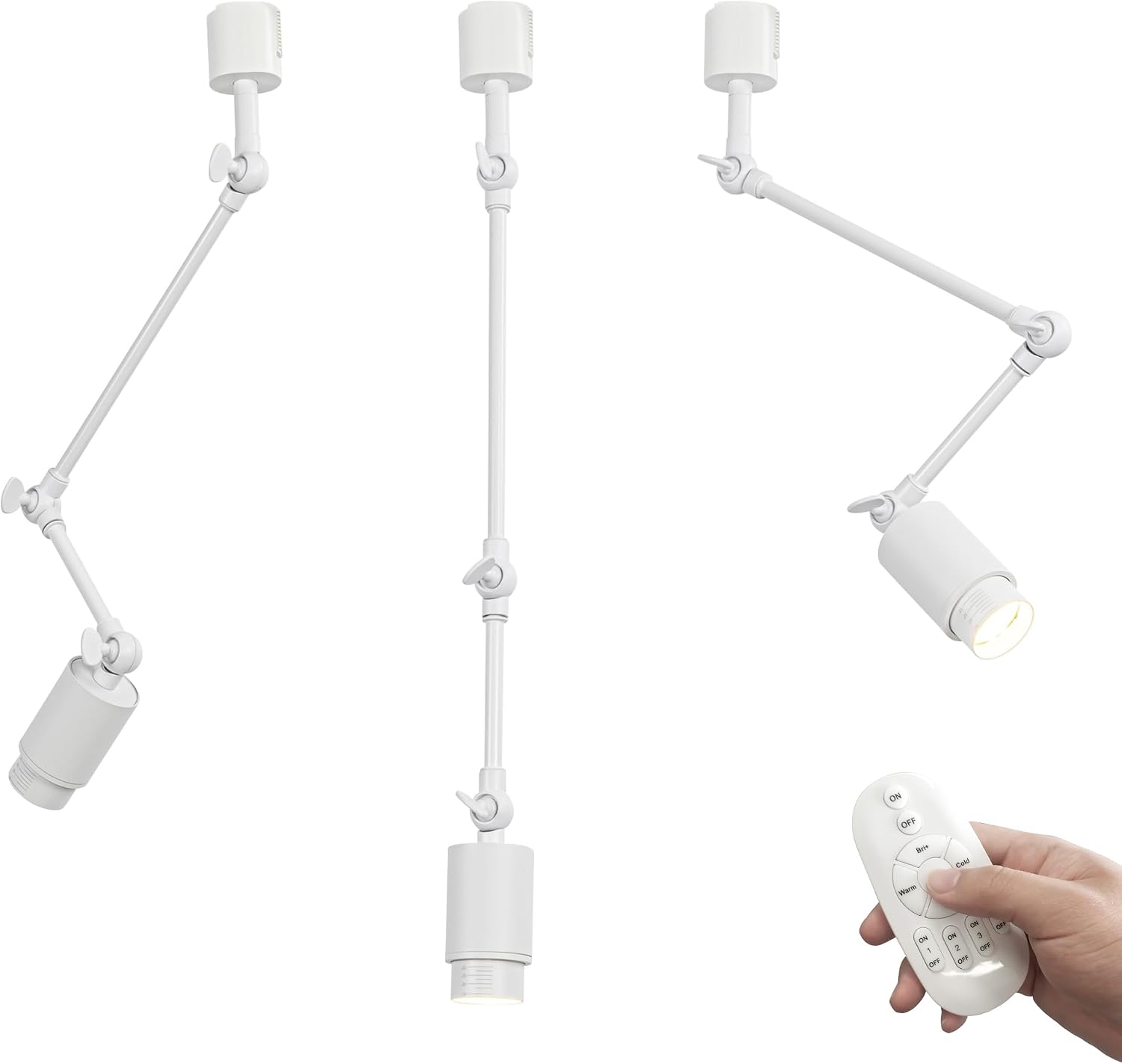 Modern Adjustable Extension Arm Track Light with Kiven Remote - Dimmable & Color Changing (3000K-6500K), Swing Arm Spotlights for Kitchen, Gallery & Cafe, 1/3 PCS