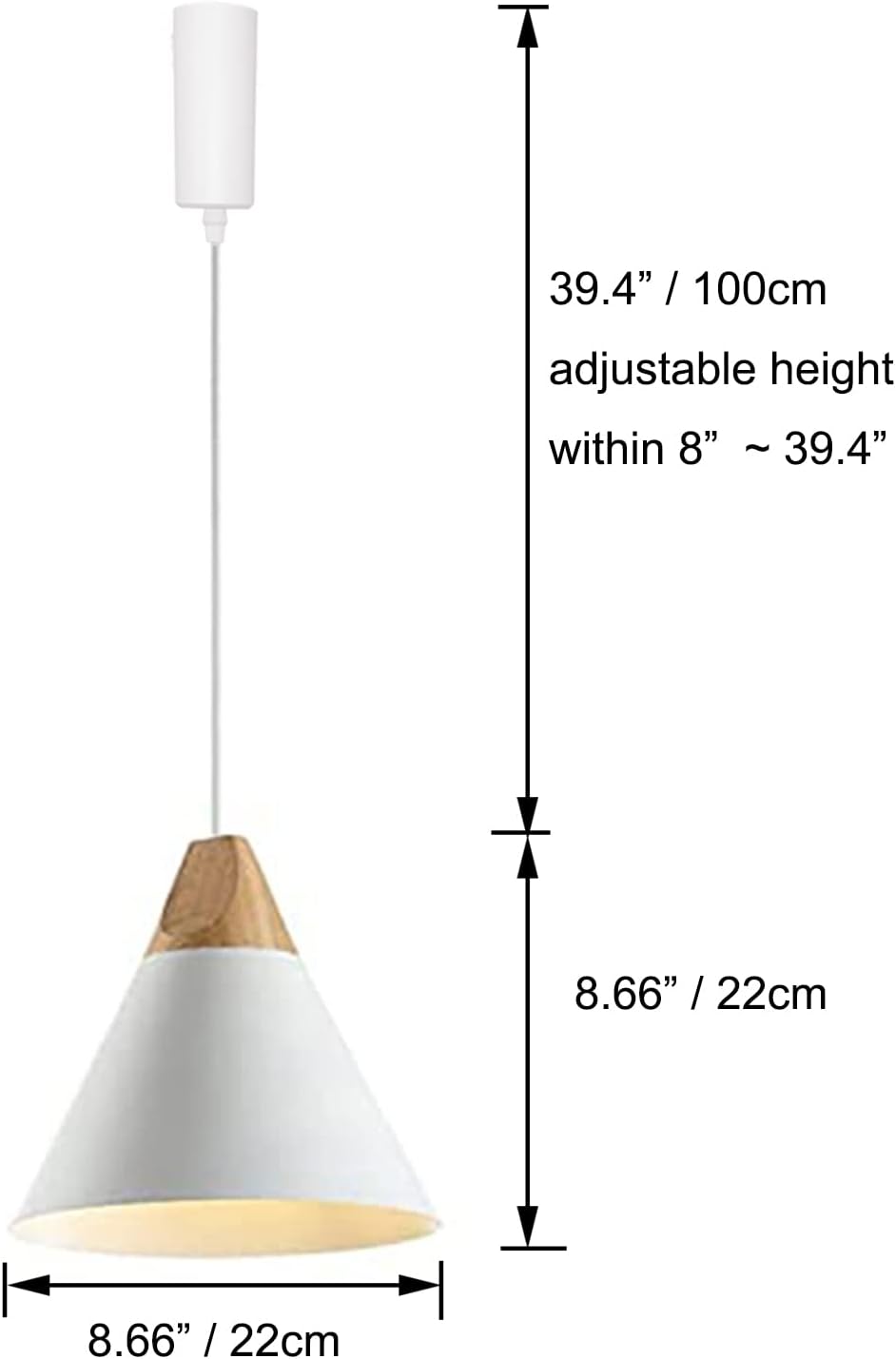 Kiven H-Type Track Lighting Fixture, 1-Light Track Pendant Light with φ8.6 White Lampshade, Adjustable Length Track Light Pedant for Bedroom Kitchen Home Lighting
