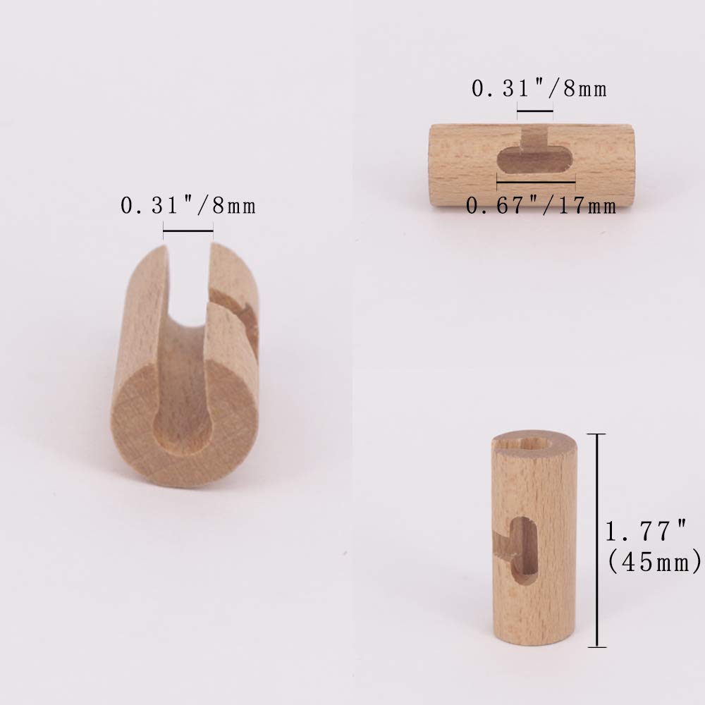 Wooden Kiven Lighting pendant light cord length adjuster, dimensions shown: 0.31"/8mm, 1.77" (45mm).