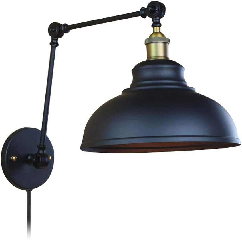 Kiven Plug-in Vintage Wall lamp Metal Sconce with in-Line Button Switch Cord(6 FT),Bulb Included