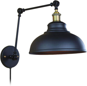 Kiven Plug-in Vintage Wall lamp Metal Sconce with in-Line Button Switch Cord(6 FT),Bulb Included