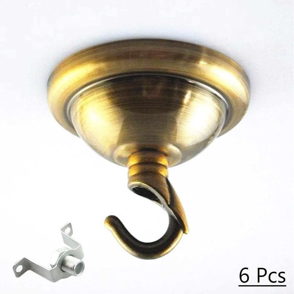 Kiven 6 Pcs Ceiling Canopy Kit Retro Lamp Holder Vintage Light Base Antique Ceiling Rose with Hook Ring Plate Light Holder Plating Finish Hanging Ceiling Canopy with Hook,8 Colors,Gold Bronze