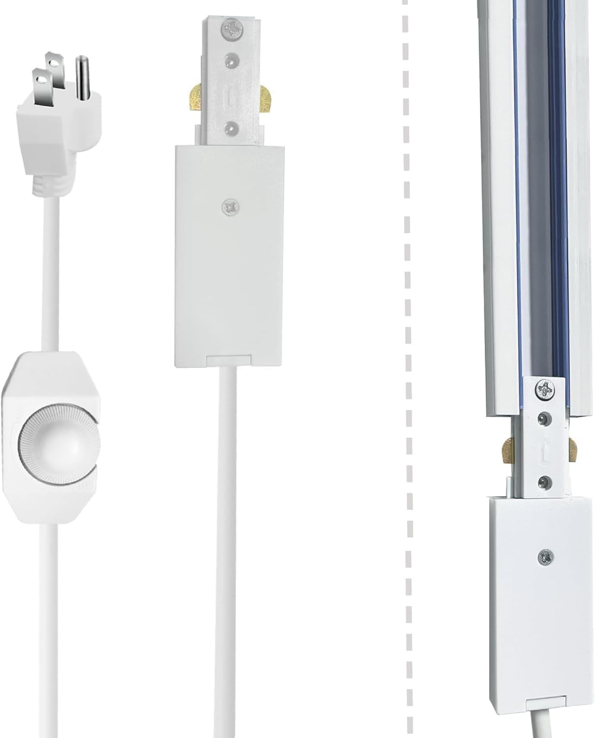 Track Lighting Live End Cord Kit, 9.84FT H Track Live End Feed Connector, Suitable for H Type Single Circuit 3-Wire-1 Track Lighting Systems