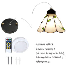 Load image into Gallery viewer, Battery Operated Pendant Light Adjustable Iron Cable Wireless Remote Tiffany Glass 1-Pack