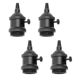 Kiven 4-piece Black Industrial E26 Lamp Socket with Rotated Switch