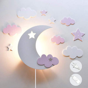Kiven Moon Light for Kids Star&Cloud Night lamp Wall Lamp Lovely Night Sky Nursery Wall Decor Wall Lighting Night Lamp Bulb is NOT Included E26 DIY BD1338