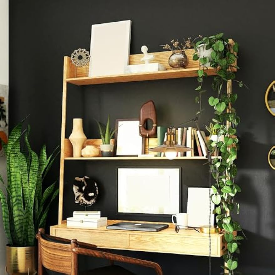 Kiven Plug-in Modern Clip-on Desk Lamp, 1-Light Nightstand Lamp with Flexible Arm, 8.2FT Plug in Cord, Decorative Clamp Lamp for Office Home Decoration Bookshelf Bedside Brass Finish