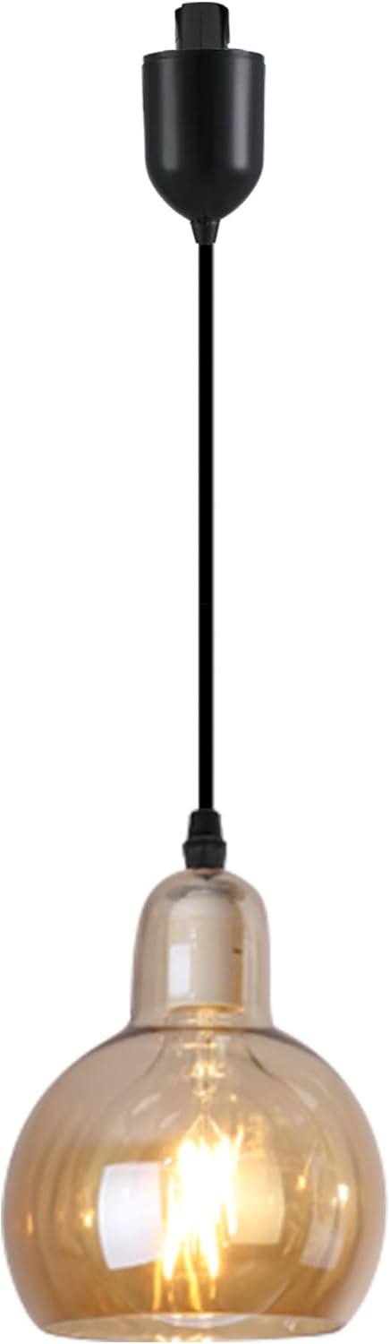 Kiven J-Type Track Lighting, 1-Light Modern Juno Track Pendant Light with Clear Glass Lampshade, J Track Light Pendant Adjustable Length for Bedroom Kitchen Shop (Bulb NOT included)