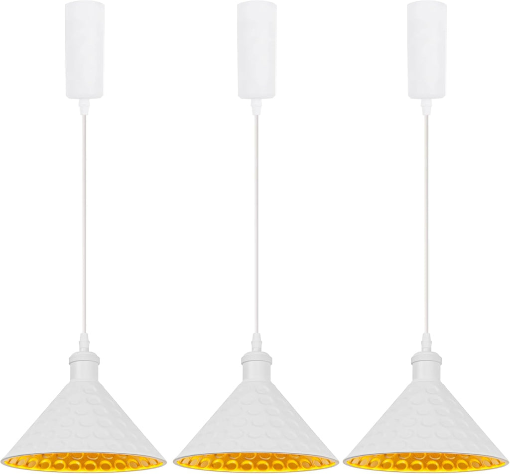 Kiven H-Type Track Lighting, 3-Light Modern Halo Track Pendant Light with Built-in Cable Wrapper, H Track Light Pedant Adjustable Length for Kitchen Shop, Black Finish, Gold Inner