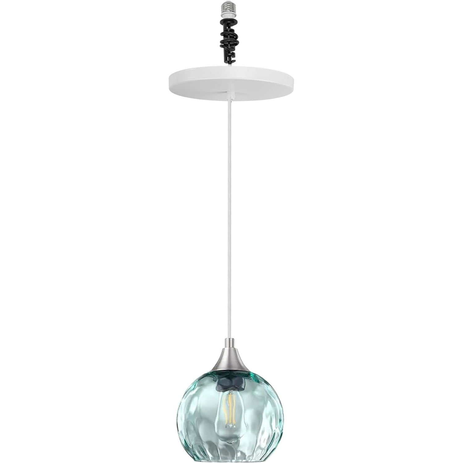 Kiven Instant Light Conversion Kit for 4/5/6 inch Hole,Green Glass Farmhouse Lighting Recessed Can Light Conversion Kit to Pendant with E26 Screw-in Adapter for Kitchen Island Living