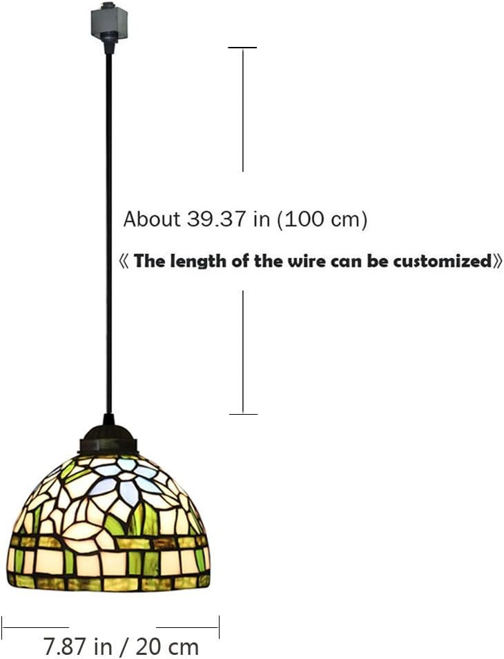 Kiven H-Type Track Lighting Pendants, Tiffany Style h Track Pendant Lights, 1-Light Decorative Track Lighting Fixture for Kitchen Island Hallway,Brown