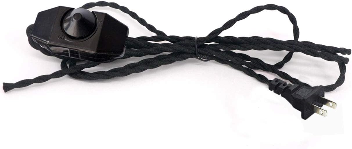 Kiven Gold Cloth Covered Lamp Cord - 6 ft -Vintage Electrical Cord Braided Electrical Wire Equipped w/a Standard USA Plug and ON/Off Switch for DIY Antique Industrial Lighting Project