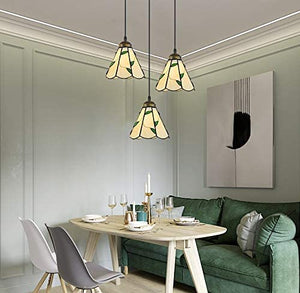 Tiffany Retro Glass Shade pendant lights with leaf design, perfect for dining room lighting; vintage track light style