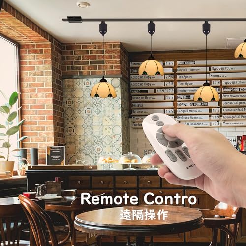 Adjustable Height Juno Track Light Pendants, 4 Ft Cord, J-Type Track Pendant Lights by Remote, Tiffany-Style Yellow Glass Smart LED Edison Bulbs Track Mount for Bar Island Vaulted Ceiling