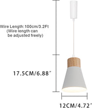 Load image into Gallery viewer, Adjusted Cable Track Lamp Wood Base Metal White Shade Modern Kitchen Pendant Lighting