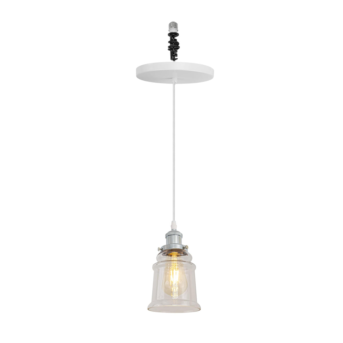 Kiven Instant Light Conversion Kit for 4/5/6inch Hole,Glass Farmhouse Lighting Recessed Can Light Conversion Kit to Pendant with E26 Screw-in Adapter for Kitchen Island Hallway Black TB0213