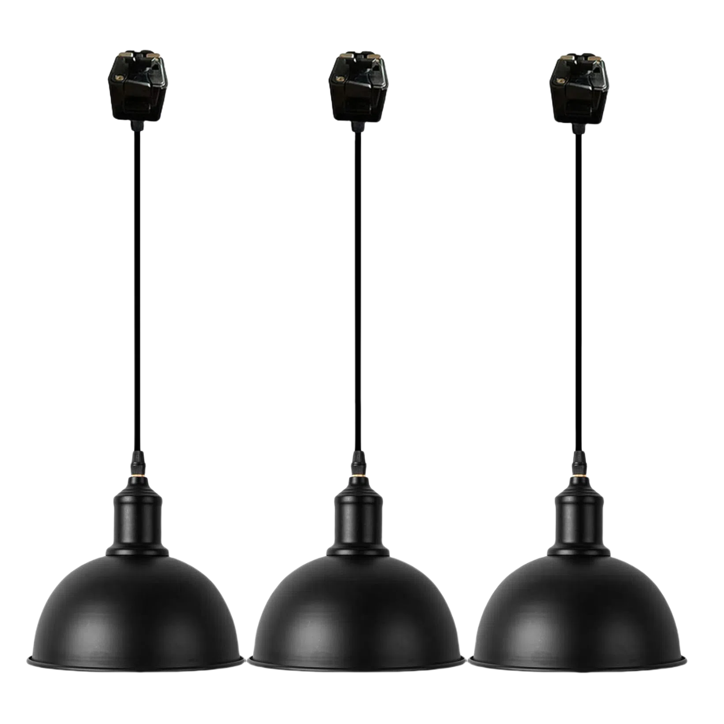 Kiven Retro Black Iron Shade Industrial Style J Type Track Pendant Lights 3 ft Cord Modern Farmhouse Black Finished E26 Socket Dimmable Rustic Cottage Style for Kitchen Island,Customizable