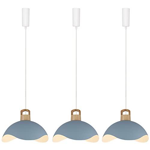 Kiven H-Type Track Lighting, Modern Halo Track Pendant Light with Blue Iron Shade, Adjustable Length Track Light Pedant for Bedroom Kitchen Home Lighting