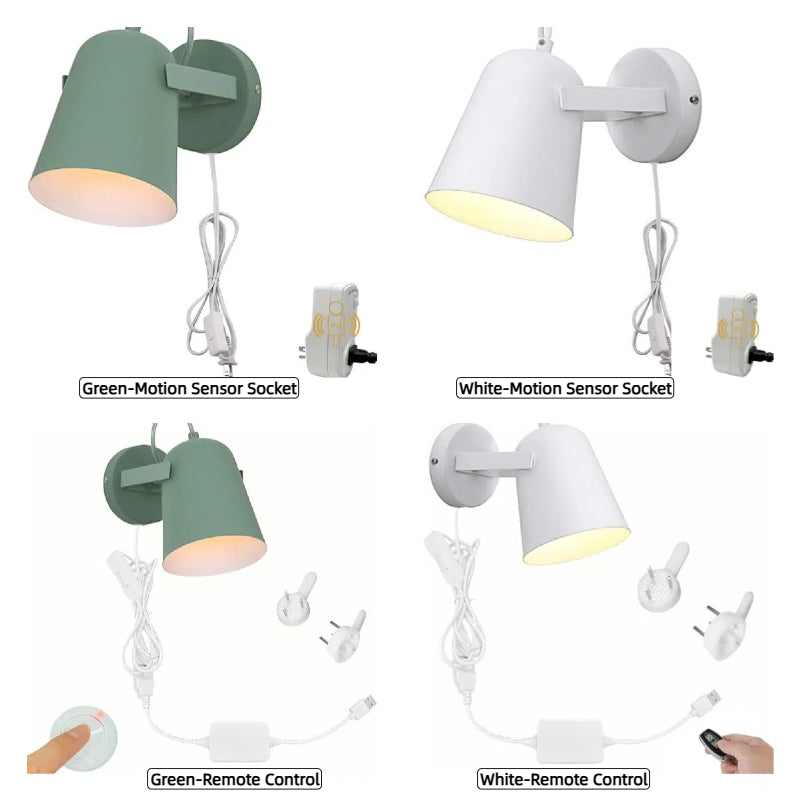 Kiven Plug-in Wall Sconce Lamps Lighting Fixture with in-line Cord Toggle Switch,Green Macaron Wall lamp with Frosted Paint Body Bedside lamp Bathroom Vanity Lights