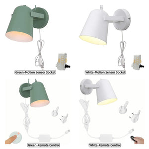 Kiven Plug-in Wall Sconce Lamps Lighting Fixture with in-line Cord Toggle Switch,Green Macaron Wall lamp with Frosted Paint Body Bedside lamp Bathroom Vanity Lights