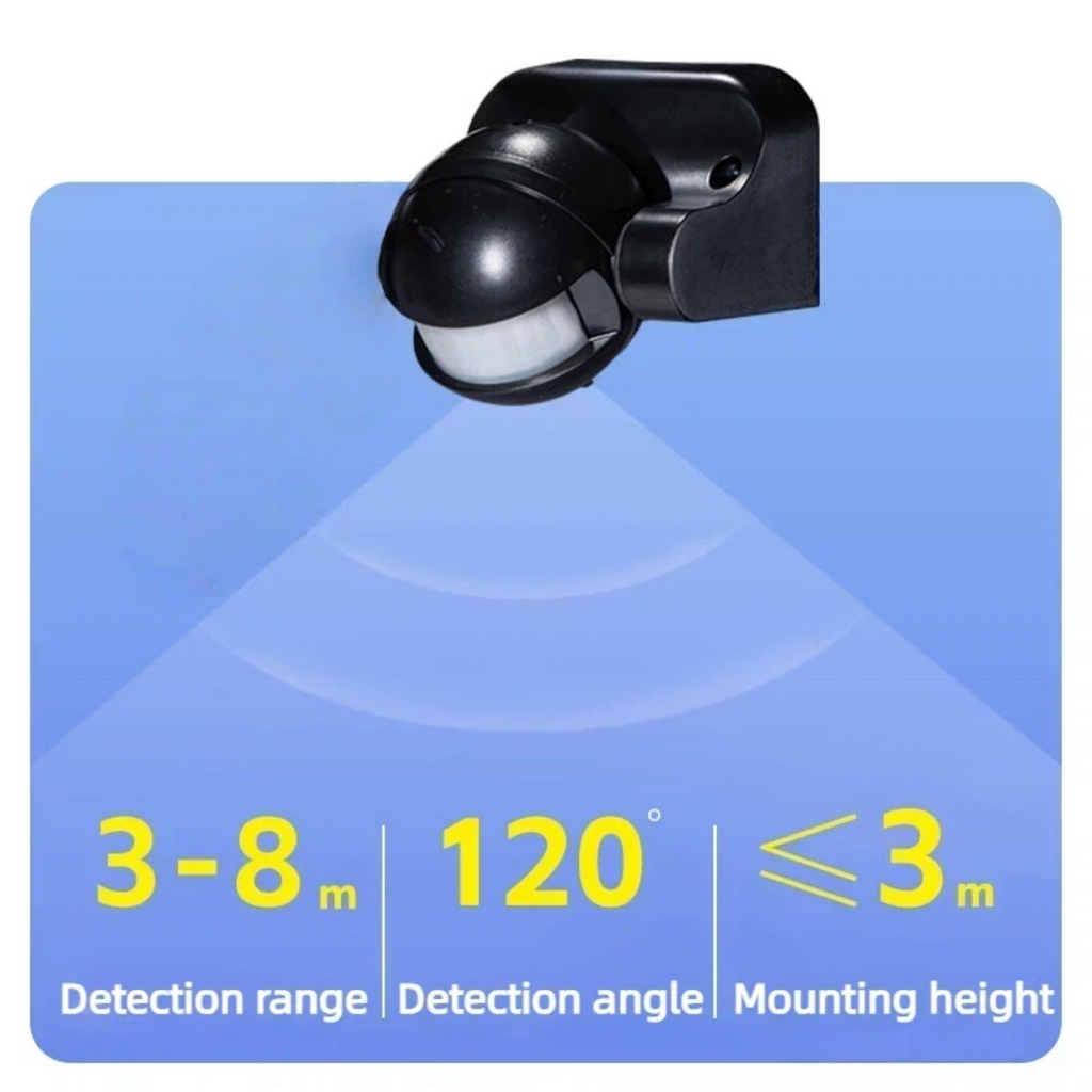 Outdoor Motion Sensor Spotlight, IP44 Waterproof, US 3-Prong Plug, Security Light for Garden & Yard