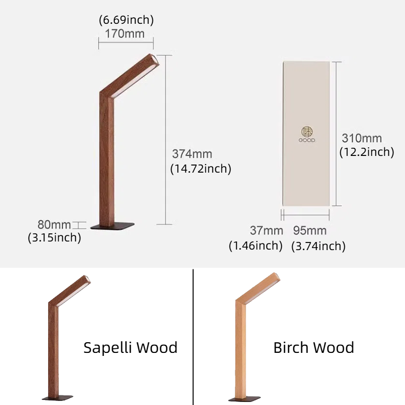 Kiven Nordic Minimalist Wooden LED Desk Lamp: Dimmable Eye-Caring Night Light for Bedroom & Bedside, Rotatable & Simple Design