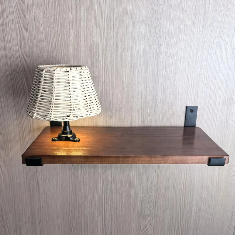 Kiven battery-powered wall lamp with shelf, cordless wall lamp, remote control, tricolor mode, farmhouse wall lamp with rechargeable dimming lamp, suitable for bedroom, living room and office